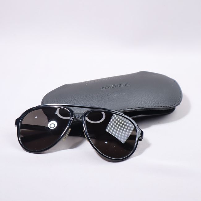Black-frame men's sunglasses